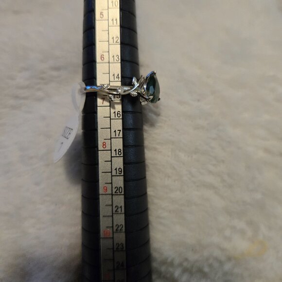 New Elegant Boho 925 Sterling Silver  Moss Agate Promise Ring Set, Natural Stone - Picture 2 of 3